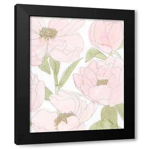 Veiled Peonies II Black Modern Wood Framed Art Print by Popp, Grace