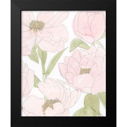 Veiled Peonies II Black Modern Wood Framed Art Print by Popp, Grace