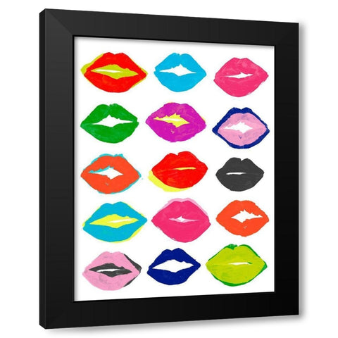 Kiss Kiss I Black Modern Wood Framed Art Print by Vess, June Erica