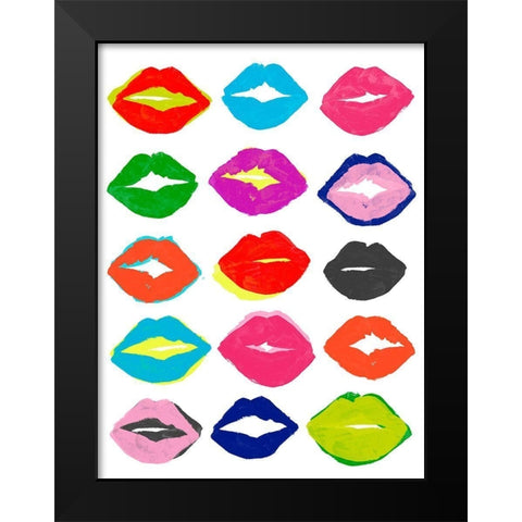 Kiss Kiss I Black Modern Wood Framed Art Print by Vess, June Erica