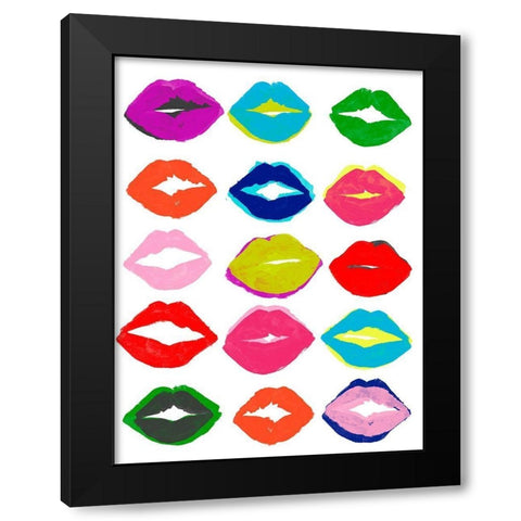 Kiss Kiss II Black Modern Wood Framed Art Print with Double Matting by Vess, June Erica