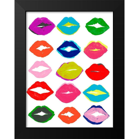 Kiss Kiss II Black Modern Wood Framed Art Print by Vess, June Erica