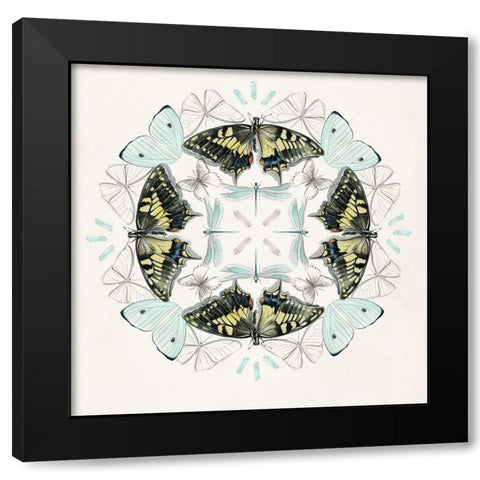 Butterfly Mandala I Black Modern Wood Framed Art Print by Parker, Jennifer Paxton