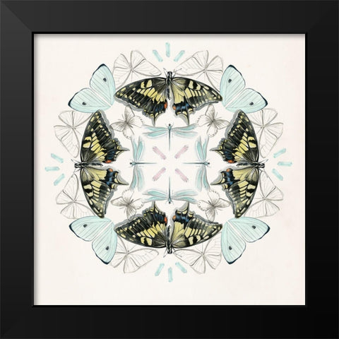 Butterfly Mandala I Black Modern Wood Framed Art Print by Parker, Jennifer Paxton