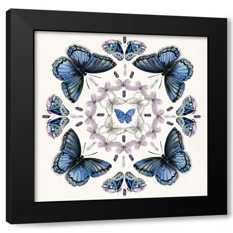 Butterfly Mandala II Black Modern Wood Framed Art Print by Parker, Jennifer Paxton