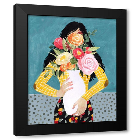 Flower Vase Girl II Black Modern Wood Framed Art Print by Popp, Grace