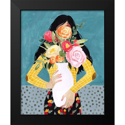 Flower Vase Girl II Black Modern Wood Framed Art Print by Popp, Grace