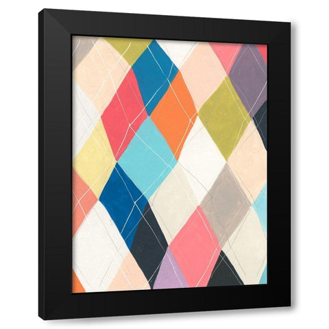 Harlequin Hopscotch II Black Modern Wood Framed Art Print with Double Matting by Vess, June Erica
