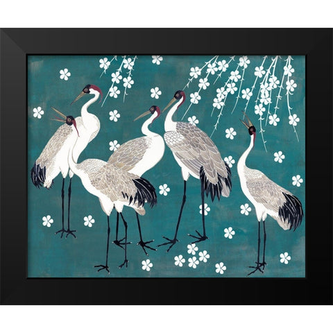 Crane at Night I Black Modern Wood Framed Art Print by Wang, Melissa