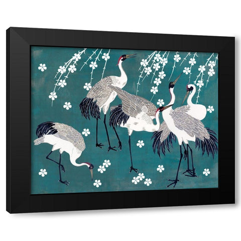 Crane at Night II Black Modern Wood Framed Art Print with Double Matting by Wang, Melissa