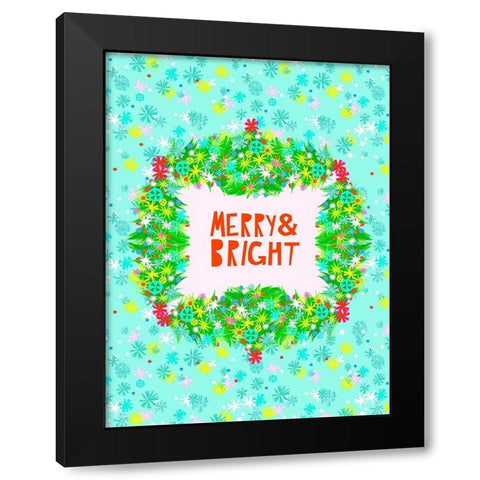 Merry and Bright II Black Modern Wood Framed Art Print by Blanckslate