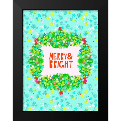 Merry and Bright II Black Modern Wood Framed Art Print by Blanckslate
