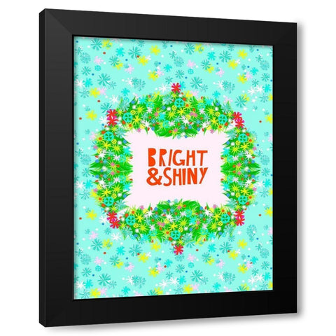 Merry and Bright V Black Modern Wood Framed Art Print by Blanckslate