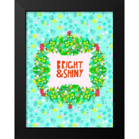 Merry and Bright V Black Modern Wood Framed Art Print by Blanckslate
