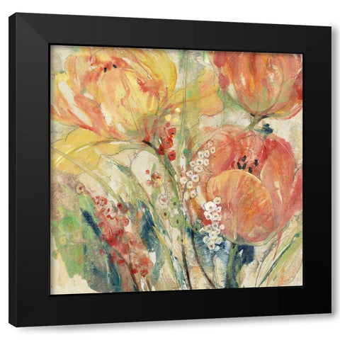 Custom Spring Tulip Array I Black Modern Wood Framed Art Print by OToole, Tim