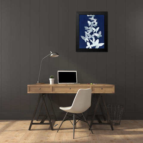 Indigo Butterfly Falls I Black Modern Wood Framed Art Print by Popp, Grace