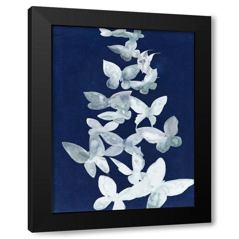 Indigo Butterfly Falls I Black Modern Wood Framed Art Print by Popp, Grace