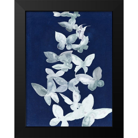Indigo Butterfly Falls I Black Modern Wood Framed Art Print by Popp, Grace