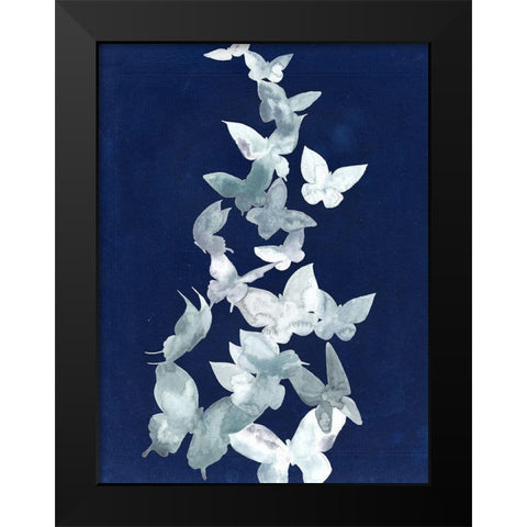 Indigo Butterfly Falls II Black Modern Wood Framed Art Print by Popp, Grace