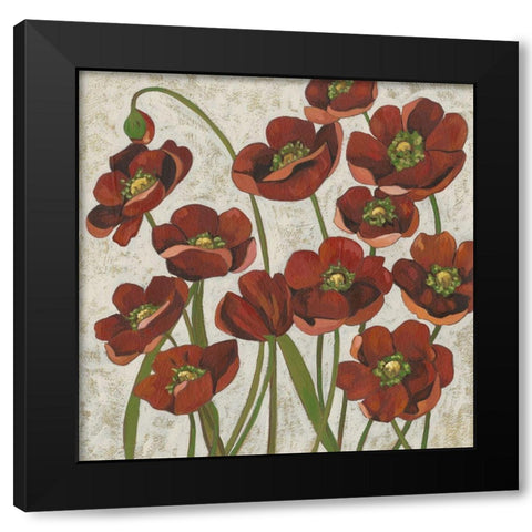 Sangria Poppies I Black Modern Wood Framed Art Print by Zarris, Chariklia