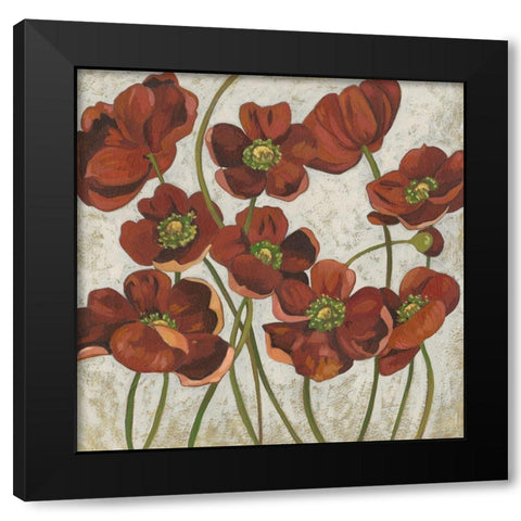 Sangria Poppies II Black Modern Wood Framed Art Print with Double Matting by Zarris, Chariklia