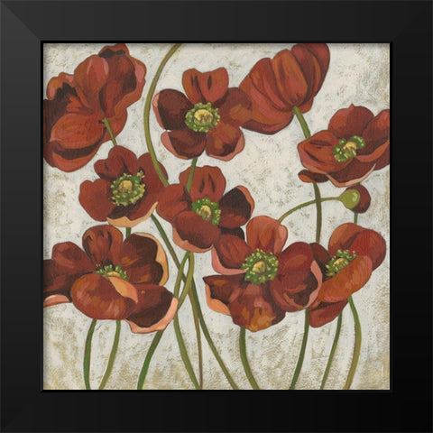 Sangria Poppies II Black Modern Wood Framed Art Print by Zarris, Chariklia