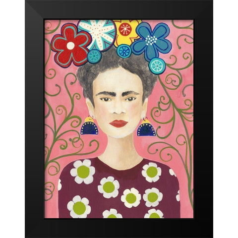 Frida Floral I Black Modern Wood Framed Art Print by Moore, Regina
