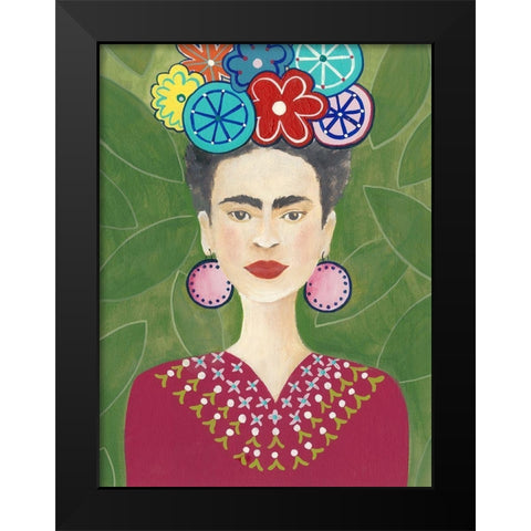 Frida Floral II Black Modern Wood Framed Art Print by Moore, Regina