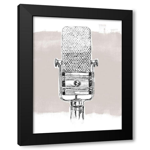 Monochrome Microphone I Black Modern Wood Framed Art Print by Vess, June Erica
