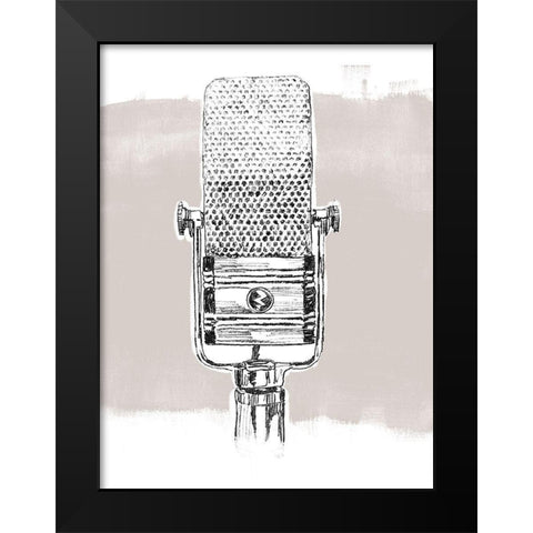 Monochrome Microphone I Black Modern Wood Framed Art Print by Vess, June Erica
