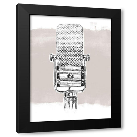 Monochrome Microphone I Black Modern Wood Framed Art Print with Double Matting by Vess, June Erica