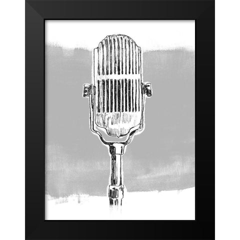 Monochrome Microphone II Black Modern Wood Framed Art Print by Vess, June Erica