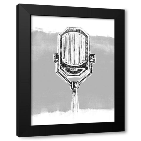 Monochrome Microphone III Black Modern Wood Framed Art Print by Vess, June Erica