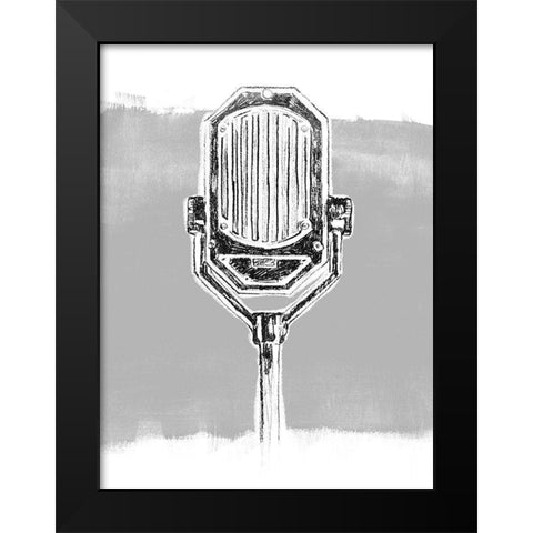 Monochrome Microphone III Black Modern Wood Framed Art Print by Vess, June Erica