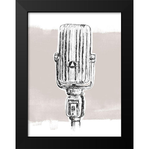 Monochrome Microphone IV Black Modern Wood Framed Art Print by Vess, June Erica