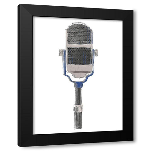 Mic Check II Black Modern Wood Framed Art Print by Vess, June Erica