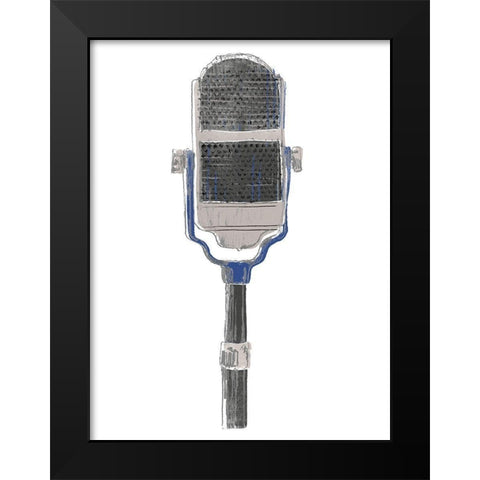 Mic Check II Black Modern Wood Framed Art Print by Vess, June Erica