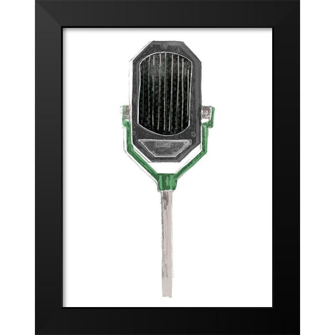 Mic Check III Black Modern Wood Framed Art Print by Vess, June Erica