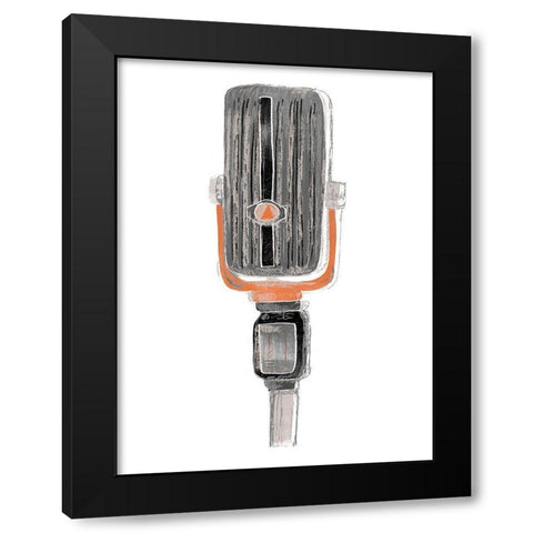 Mic Check IV Black Modern Wood Framed Art Print by Vess, June Erica