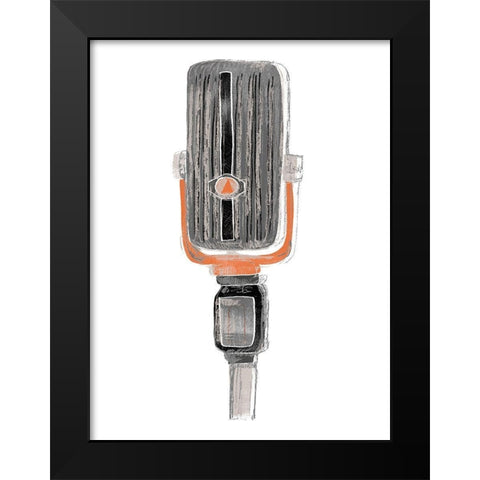 Mic Check IV Black Modern Wood Framed Art Print by Vess, June Erica