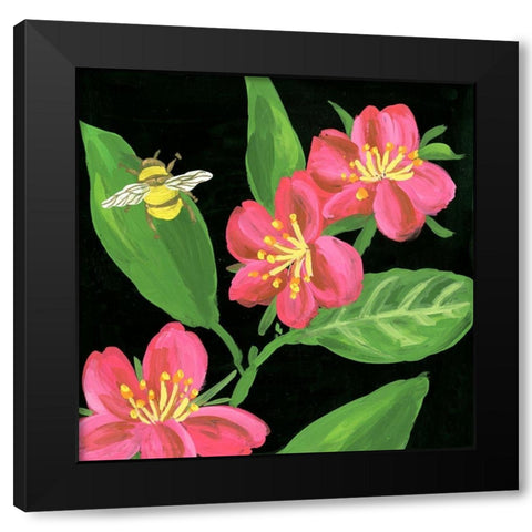 Spring Bees I Black Modern Wood Framed Art Print with Double Matting by Wang, Melissa