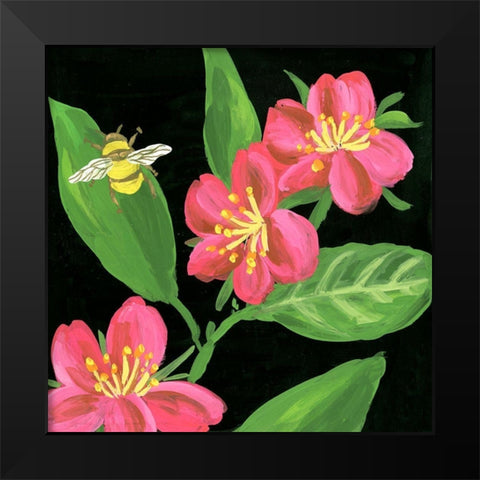 Spring Bees I Black Modern Wood Framed Art Print by Wang, Melissa
