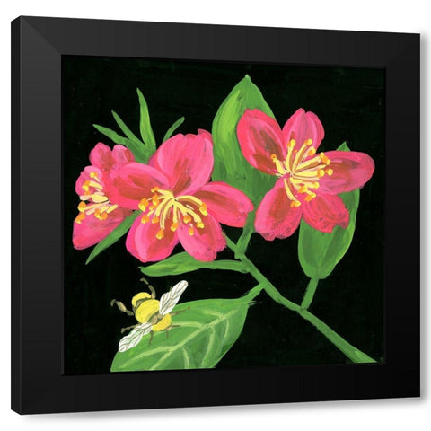 Spring Bees II Black Modern Wood Framed Art Print with Double Matting by Wang, Melissa