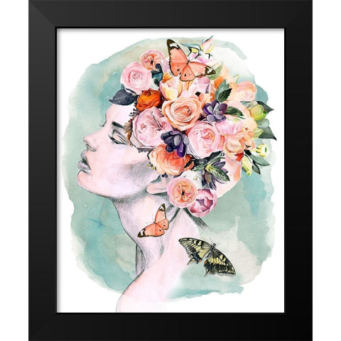 Floral Locks I Black Modern Wood Framed Art Print by Parker, Jennifer Paxton