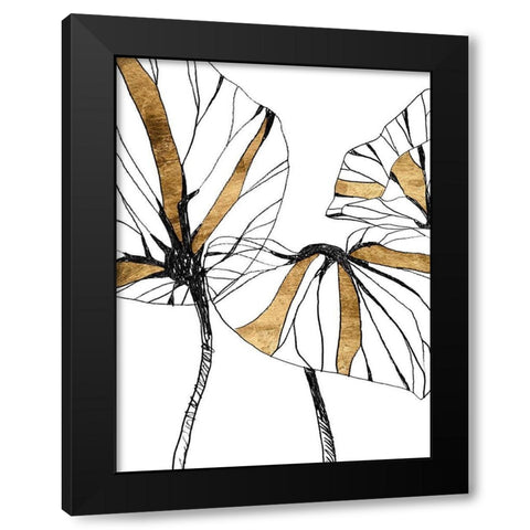 Linear Tropics with Gold I Black Modern Wood Framed Art Print with Double Matting by Vess, June Erica