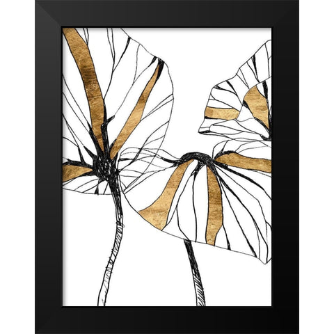 Linear Tropics with Gold I Black Modern Wood Framed Art Print by Vess, June Erica