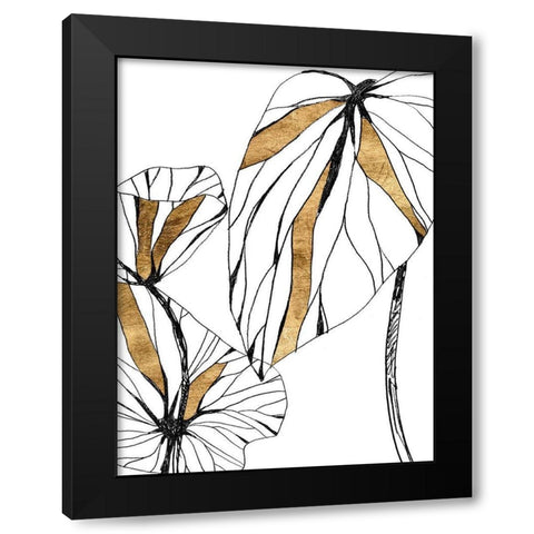 Linear Tropics with Gold II Black Modern Wood Framed Art Print by Vess, June Erica