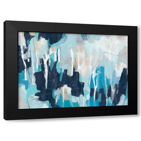 Fractal Blues I Black Modern Wood Framed Art Print by Vess, June Erica