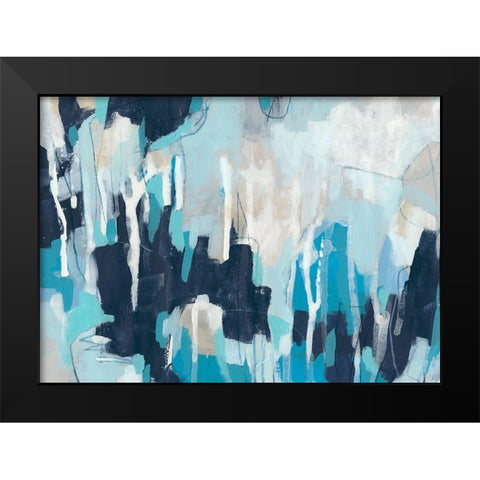Fractal Blues I Black Modern Wood Framed Art Print by Vess, June Erica