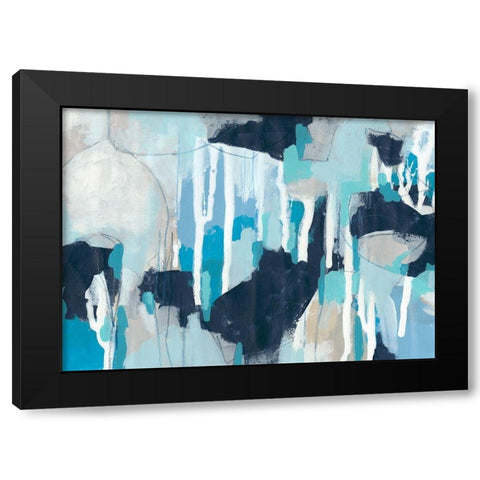 Fractal Blues II Black Modern Wood Framed Art Print with Double Matting by Vess, June Erica